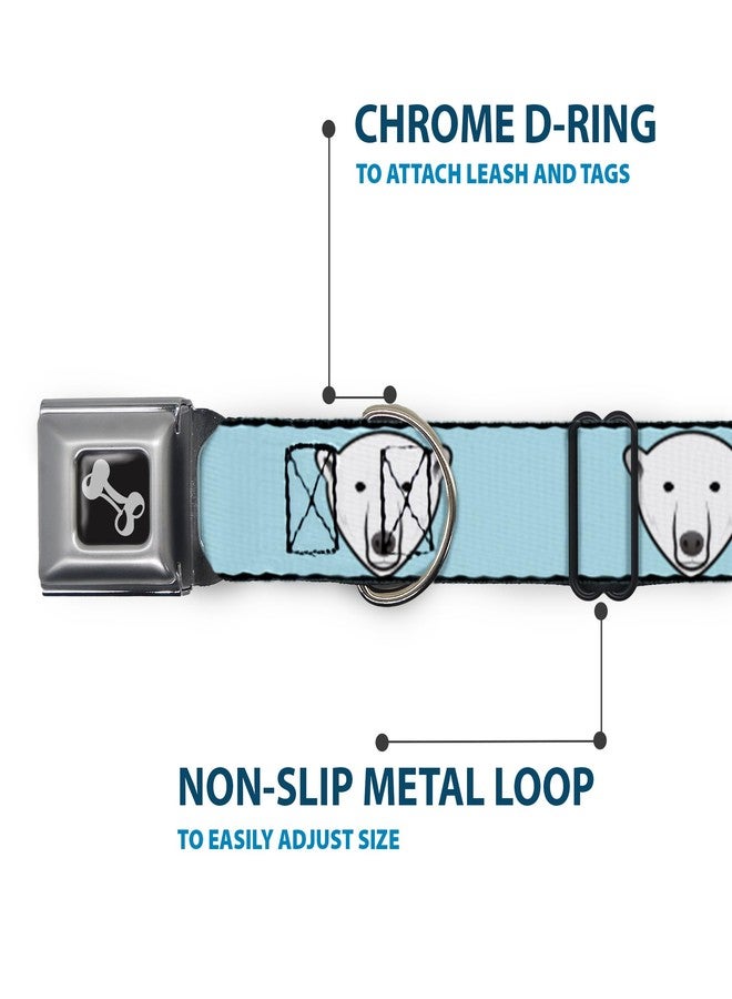 Buckle Down Dog Collar Seatbelt Buckle Polar Bear Repeat Baby Blue 15 to 26 Inches 1.0 Inch Wide - Image 5