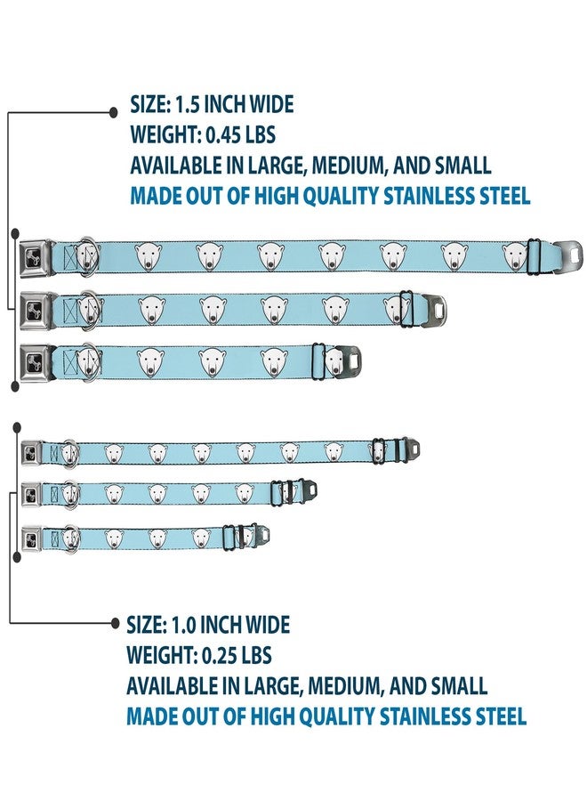 Buckle Down Dog Collar Seatbelt Buckle Polar Bear Repeat Baby Blue 15 to 26 Inches 1.0 Inch Wide - Image 3