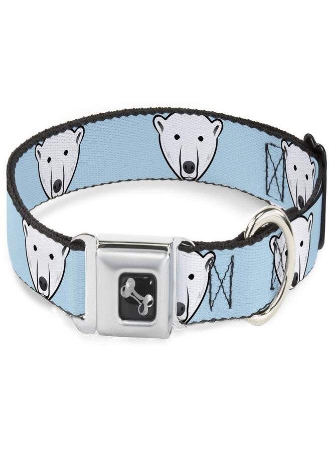 Buckle Down Dog Collar Seatbelt Buckle Polar Bear Repeat Baby Blue 15 to 26 Inches 1.0 Inch Wide - Image 1