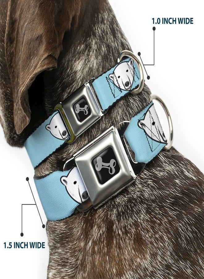 Buckle Down Dog Collar Seatbelt Buckle Polar Bear Repeat Baby Blue 15 to 26 Inches 1.0 Inch Wide - Image 2