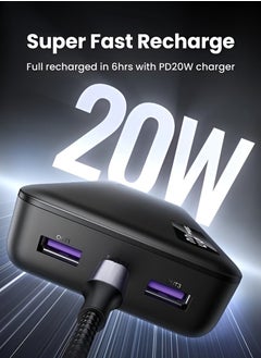 Raxoom Power Bank 20000mAh 22.5W Max Digital Display Portable Charger | High-Capacity Fast Charging Battery Pack with USB-C, Micro USB, and Lightning Ports for Smartphones, Tablets, and Laptops  - Image 3