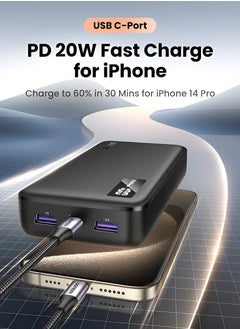 Raxoom Power Bank 20000mAh 22.5W Max Digital Display Portable Charger | High-Capacity Fast Charging Battery Pack with USB-C, Micro USB, and Lightning Ports for Smartphones, Tablets, and Laptops  - Image 2