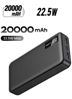 Raxoom Power Bank 20000mAh 22.5W Max Digital Display Portable Charger | High-Capacity Fast Charging Battery Pack with USB-C, Micro USB, and Lightning Ports for Smartphones, Tablets, and Laptops  - Image 1