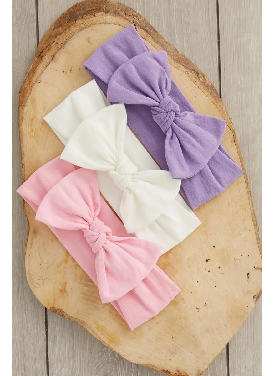 Babygiz Handmade Soft Bow Tie Natural 100% Cotton Combed Cotton 3-Piece Baby Kids Girls Bandana Set