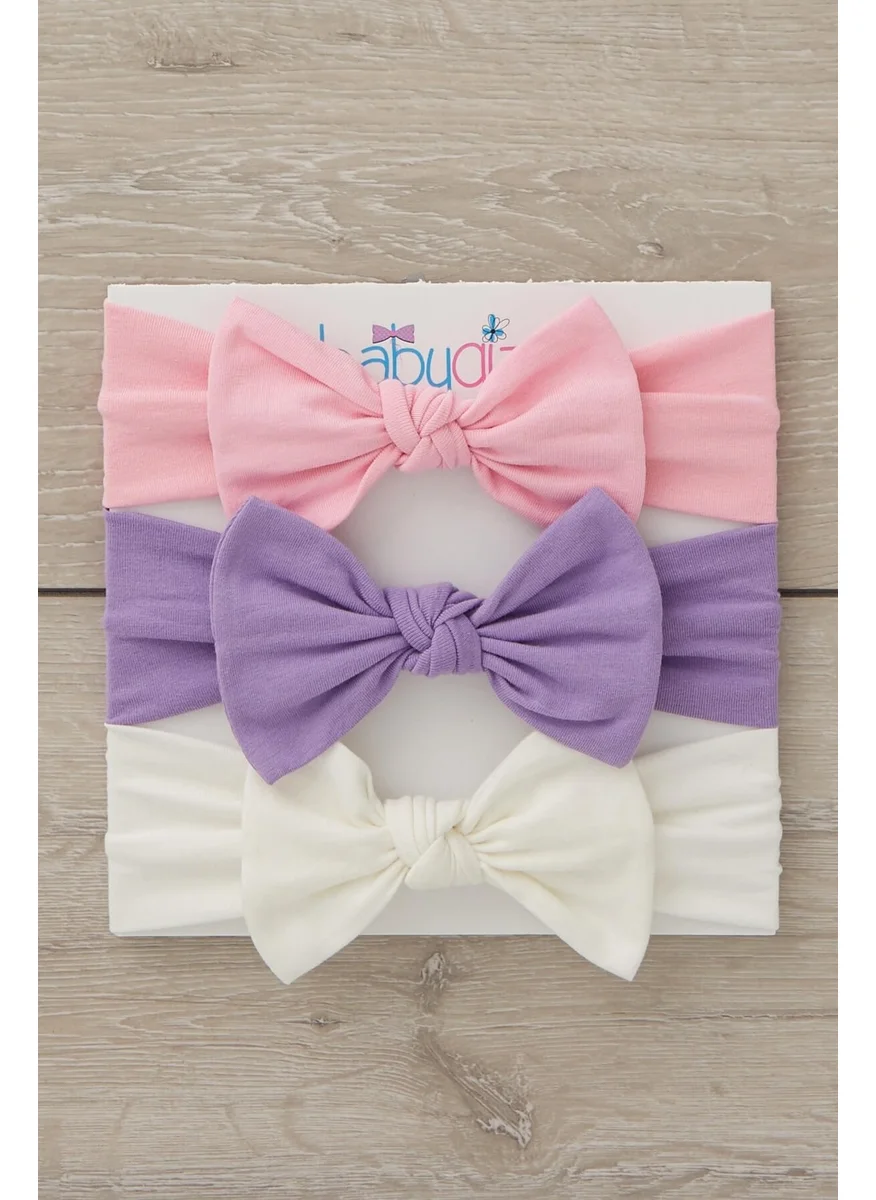 بيبيجيز Handmade Soft Bow Tie Natural 100% Cotton Combed Cotton 3-Piece Baby Kids Girls Bandana Set