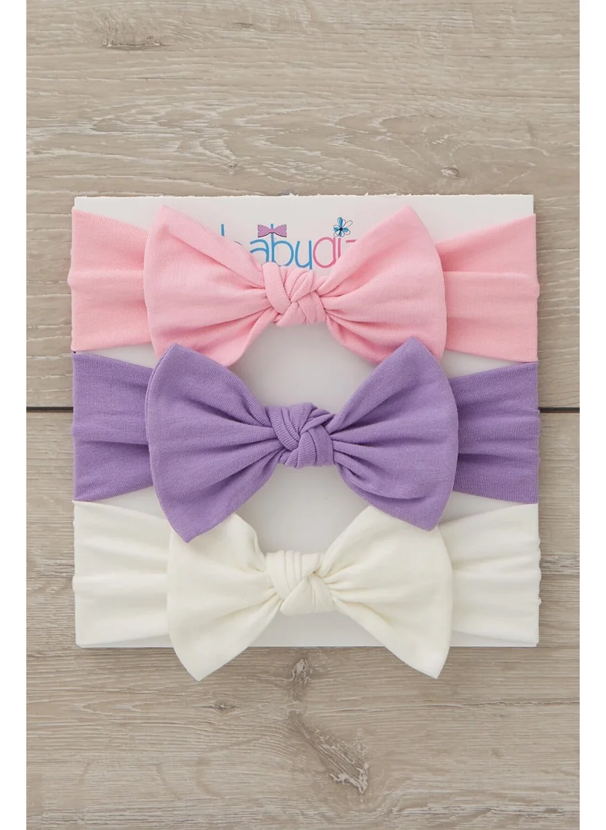 بيبيجيز Handmade Soft Bow Tie Natural 100% Cotton Combed Cotton 3-Piece Baby Kids Girls Bandana Set