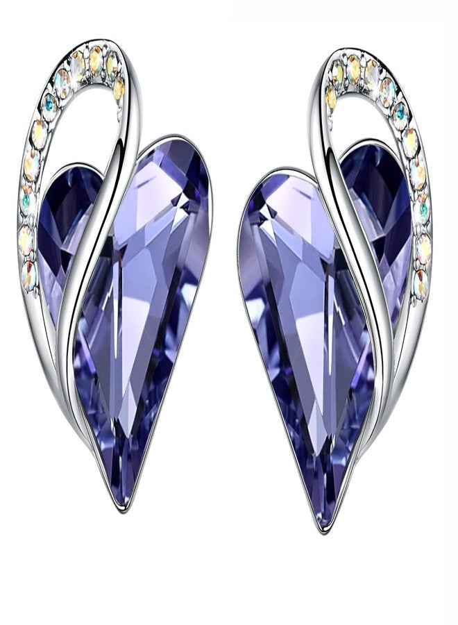 Leafael Infinity Love Heart Earrings for Women, Birthstone Crystal Earrings with Healing Stones, Silver-tone Crystal Stud Earrings, Allergy-Free Jewelry Gift for Women with Gift Box - Image 1
