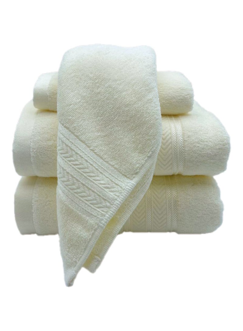 Soft Luxury Cotton Bath Towel Set Size 2* (70 * 140cm)2*（35*75cm） High Water Absorption Quick Drying Daily Durable Hotel Bathroom Spa (Beige, 4 piece towel set)  - Image 3