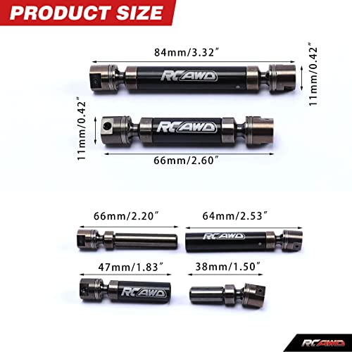 RCAWD 2pcs Center Driveshafts Slider Drive Shafts 6676mm 84105mm for RC 118 Axial UTB18 Capra Upgrade Parts Black - Image 5