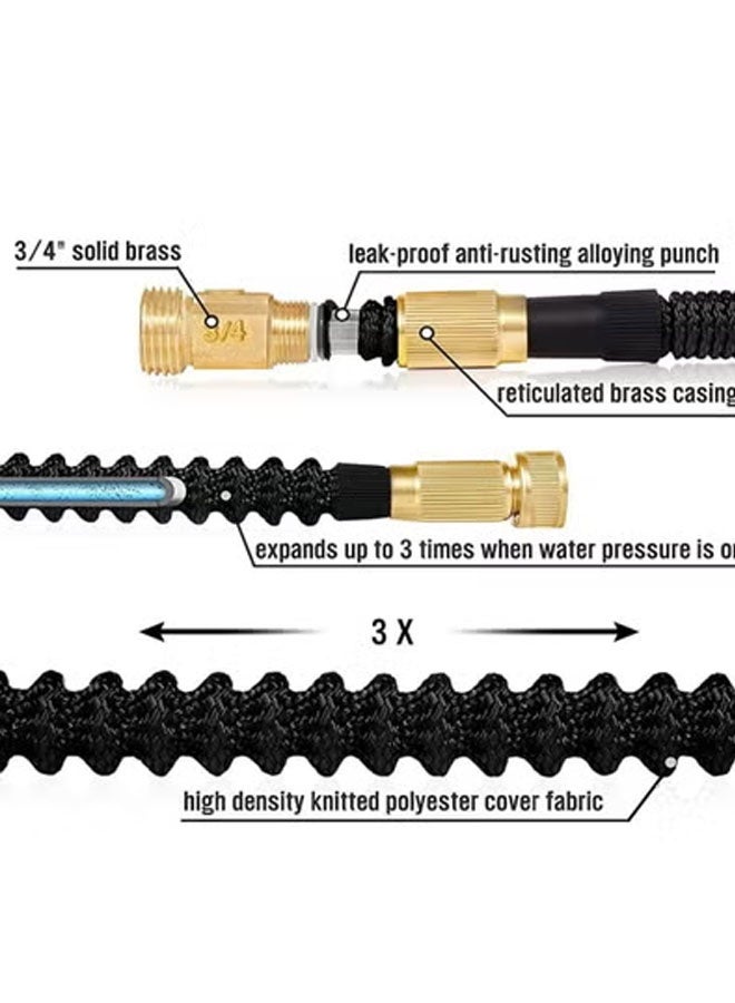 كيلا خرطوم حديقة قابل للتمدد بطول 75 قدمًا مع فوهة 8 وظائف، خرطوم حديقة قابل للسحب مانع للتسرب لغسيل السيارات ونباتات الحديقة وسقي الحيوانات الأليفة وتنظيف الأرضيات، أسود - Image 4