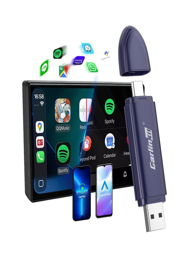 CarlinKit Mini SE Pro Wireless Android Auto & CarPlay Adapter, 2-in-1 Mini Converts Wired to Wireless Dongle for USB-C/A Plug and Play Low Latency Portable/iPhone iOS 10+ / Android 11+ - Image 1