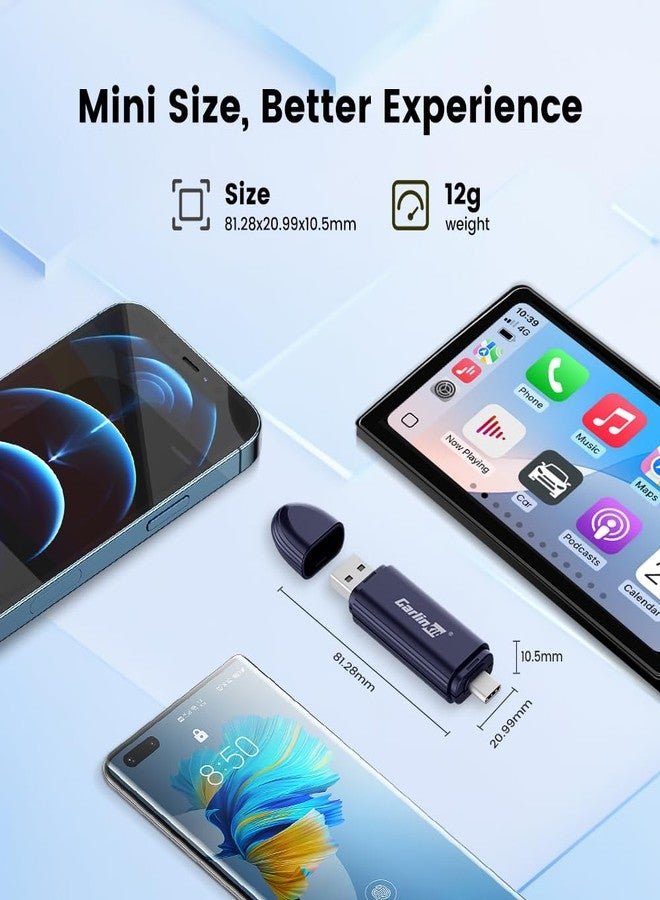 CarlinKit Mini SE Pro Wireless Android Auto & CarPlay Adapter, 2-in-1 Mini Converts Wired to Wireless Dongle for USB-C/A Plug and Play Low Latency Portable/iPhone iOS 10+ / Android 11+ - Image 2
