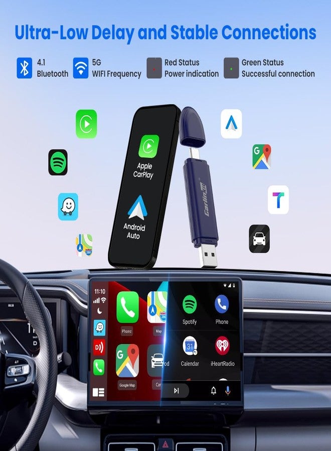 CarlinKit Mini SE Pro Wireless Android Auto & CarPlay Adapter, 2-in-1 Mini Converts Wired to Wireless Dongle for USB-C/A Plug and Play Low Latency Portable/iPhone iOS 10+ / Android 11+ - Image 5
