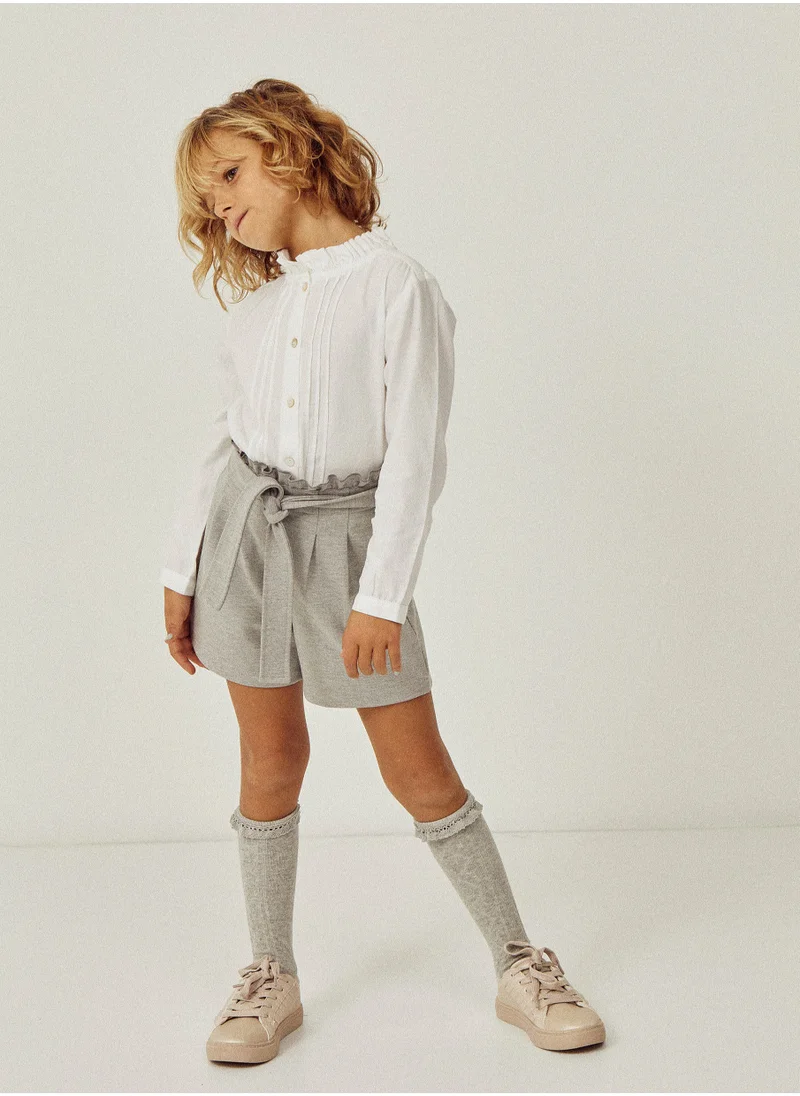 زيبي Zippy Jersey Paperbag Shorts For Girls Grey