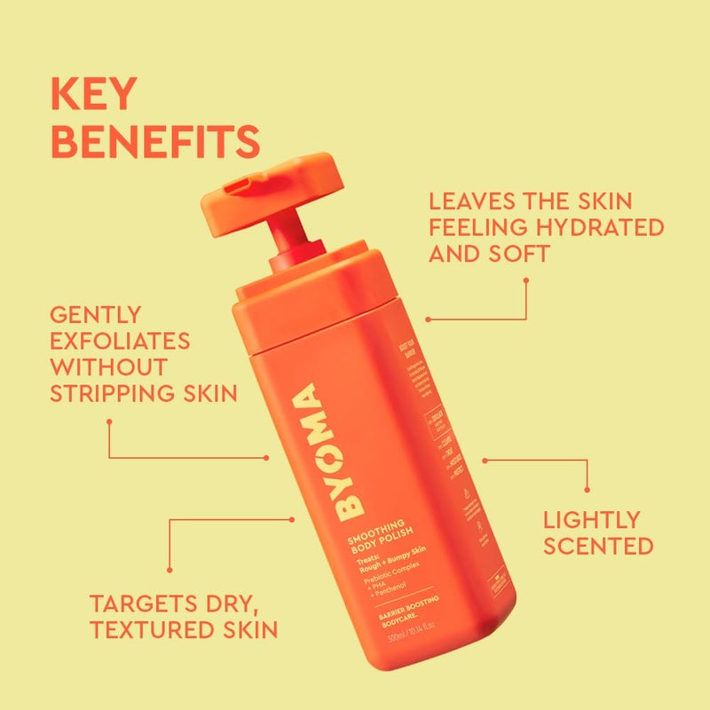 BYOMA Smoothing Body Polish - For Breakouts & Textured Skin - Exfoliating Body Scrub with PHA & Panthenol - Restores Skin Barrier & Soothes Inflammation - 10.14 fl oz - Image 3