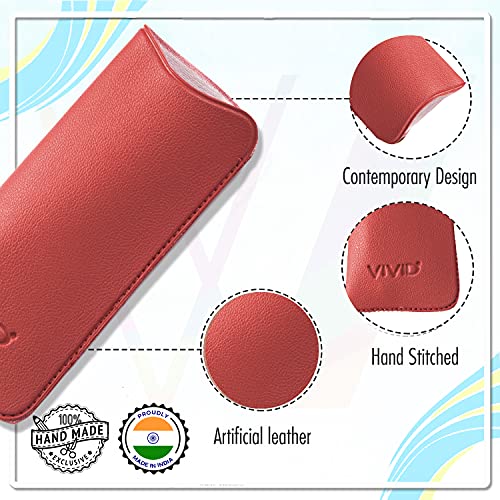 VIVID Vision Unisex Adult Lightweight Eyewear Specs Case Cover | Protect Eye Glasses | Chashma Dibbi | Spectacle Box | Open Flap | Artificial Leather | D-14 | Red - Image 3