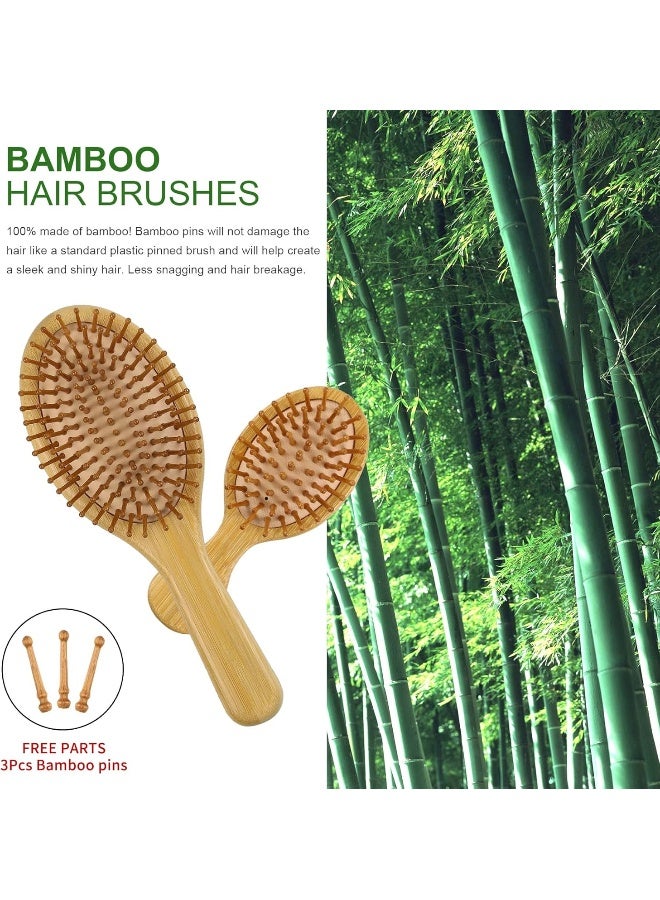 MRD Hair Brush Set, Natural Bamboo Comb Paddle Detangling Hairbrush, Wide-Tooth And Tail Comb No Bristle, Suit For Women Men And Kids Thick/Thin/Curly/Dry Hair Gift Kit - Image 3