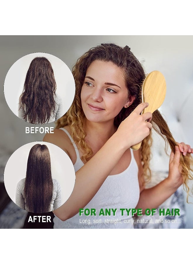MRD Hair Brush Set, Natural Bamboo Comb Paddle Detangling Hairbrush, Wide-Tooth And Tail Comb No Bristle, Suit For Women Men And Kids Thick/Thin/Curly/Dry Hair Gift Kit - Image 5