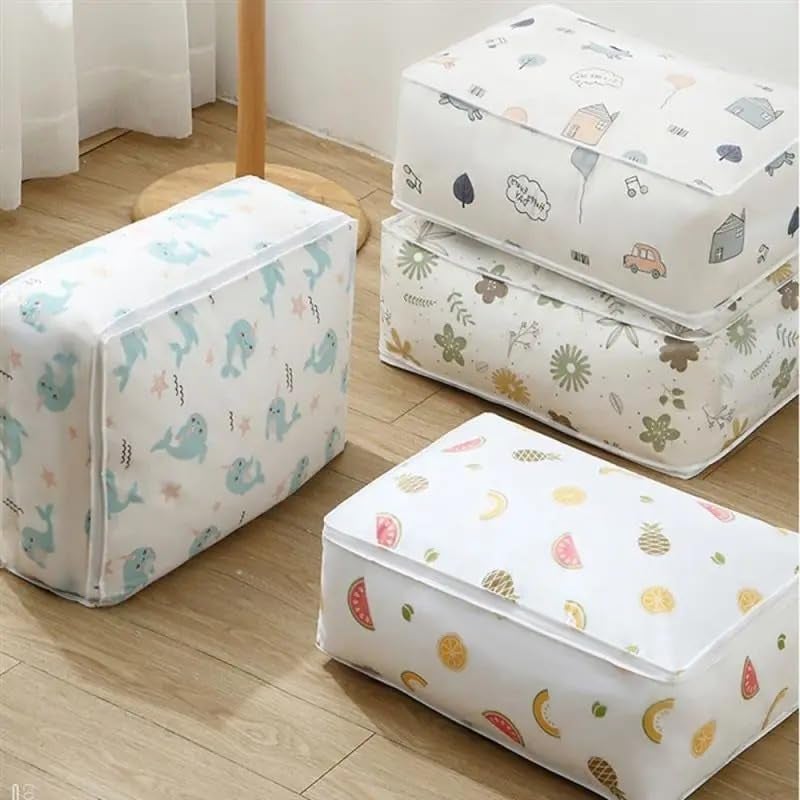 DIKPUL GROUP Blanket Storage Box With Zipper Under Bed Storage Container Cloth Organizer With Lid Cover Rectangular Dustproof MultiDesign - Image 1