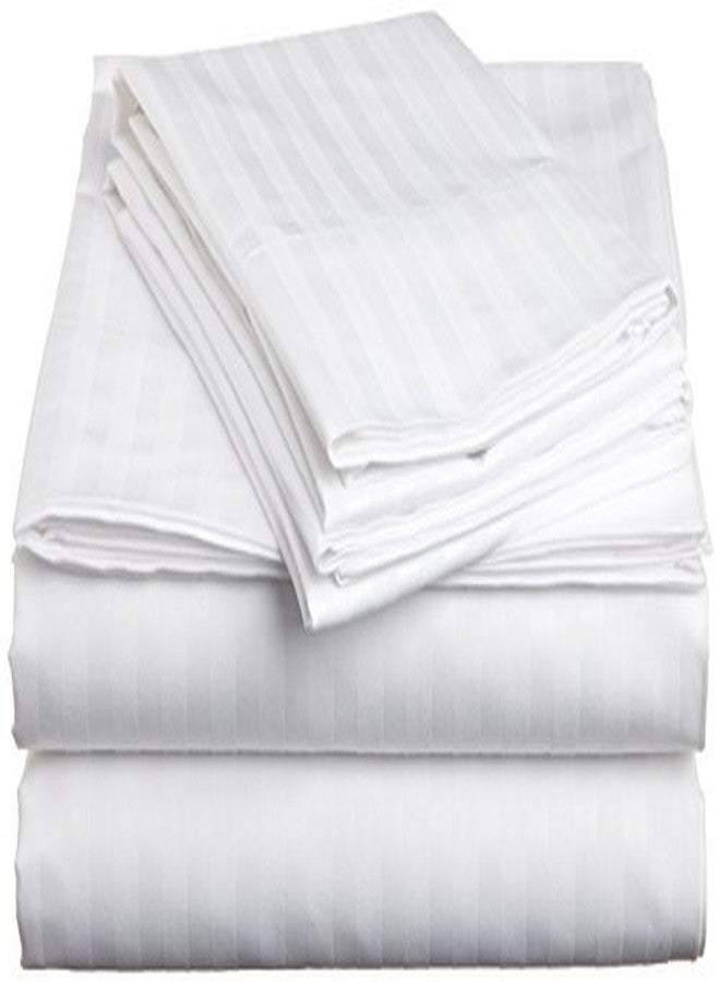 LINENWALAS 100% Cotton Linen Bedsheet for Single Bed Size with 2 Pillow Covers, Soft Smooth Breathable and Durable Stripe Flat Sheets, Hotel Luxury Bed Sheet for Living Room (90x60 inch, White) - Image 2