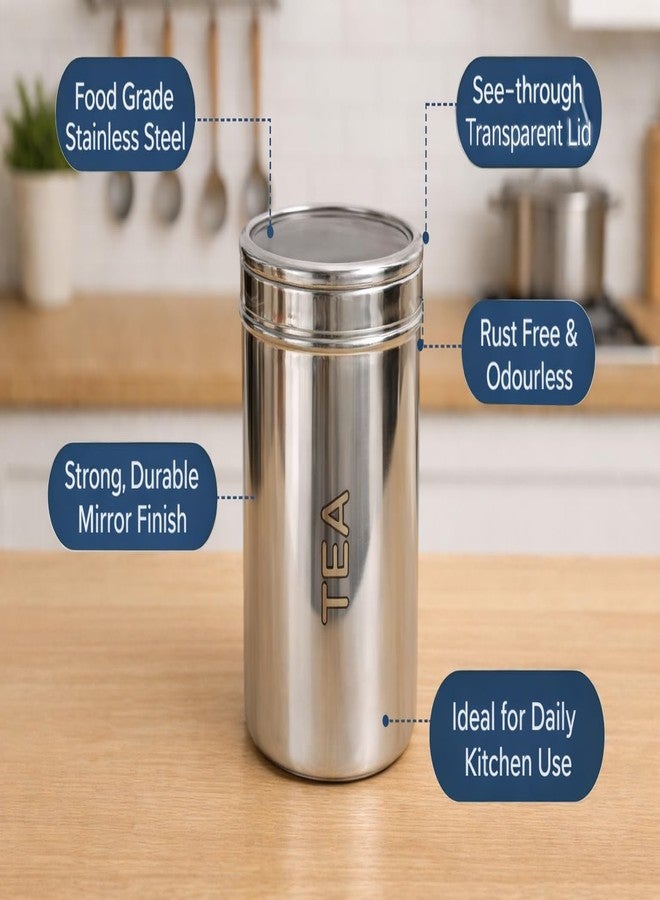 STEEPLE Stainless Steel Tea Sugar Coffee Container Set (1000 ml) | Steel container set with Transparent Lid |Kitchen Canister Set for Tea Sugar Coffee | Tea & Coffee Container for Kitchen Storage - Image 5