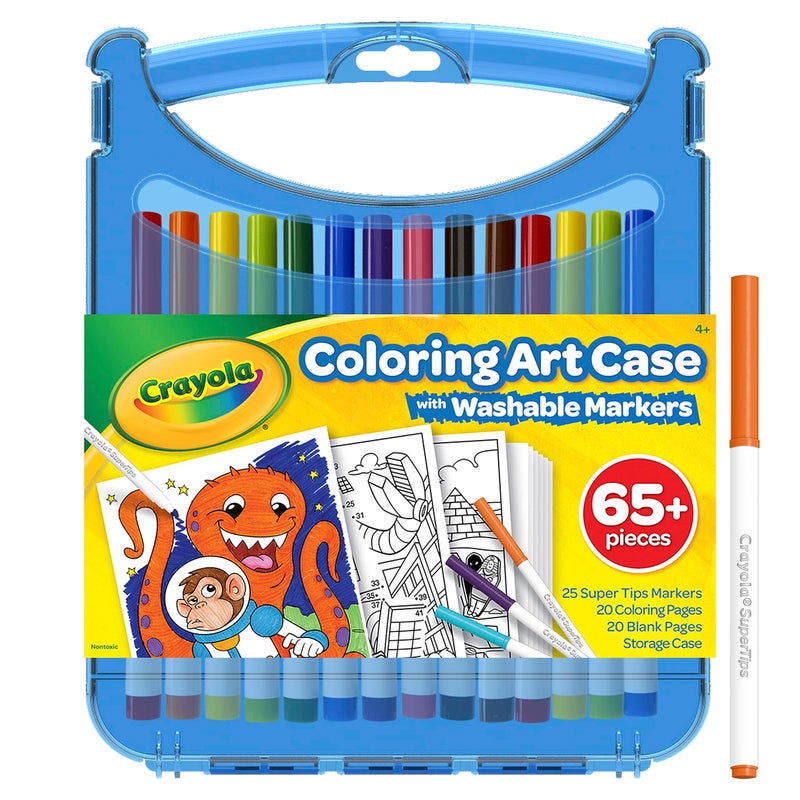 Crayola Super Tips Coloring Art Case with Coloring Pages, Kids Gift, 65+ Pieces, Packaging May Vary - Image 2