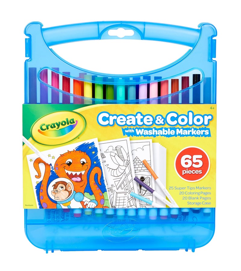 Crayola Super Tips Coloring Art Case with Coloring Pages, Kids Gift, 65+ Pieces, Packaging May Vary - Image 1