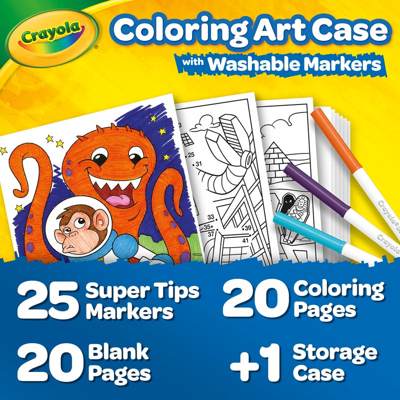 Crayola Super Tips Coloring Art Case with Coloring Pages, Kids Gift, 65+ Pieces, Packaging May Vary - Image 4
