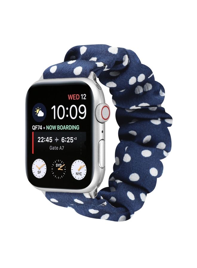 Replacement Strap Dots Hair Ring Cloth Watch Band For Apple Watch Ultra 49mm&Watch Ultra 2 49mm / Series 9&8&7 45mm / SE 3&SE 2&6&SE&5&4 44mm / 3&2&1 42mm Royal Blue
