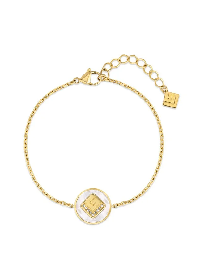 Guy Laroche Anne Gold and Mother of Pearl Chain Bracelet for Women