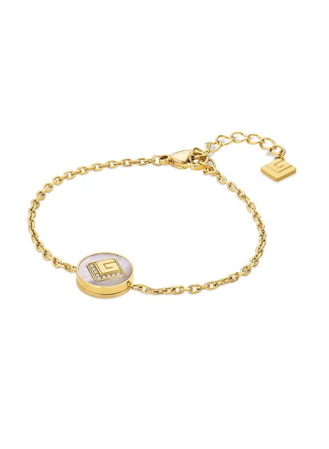 Guy Laroche Anne Gold and Mother of Pearl Chain Bracelet for Women