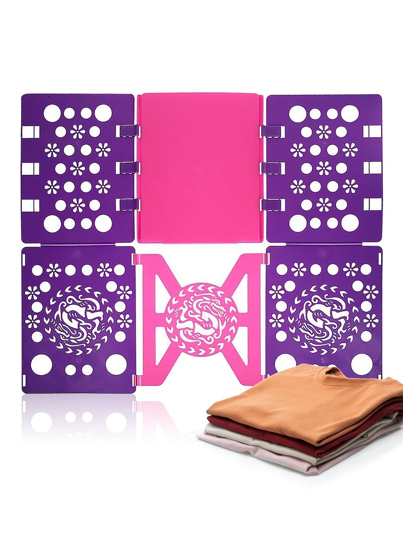 Lenamos T-Shirt Folding Board t Shirts Clothes Folder Durable Plastic Laundry folders Folding Boards Helper and Fast Laundry Folding Boards Tool for Adults and Children Kids (Purple) - Image 1