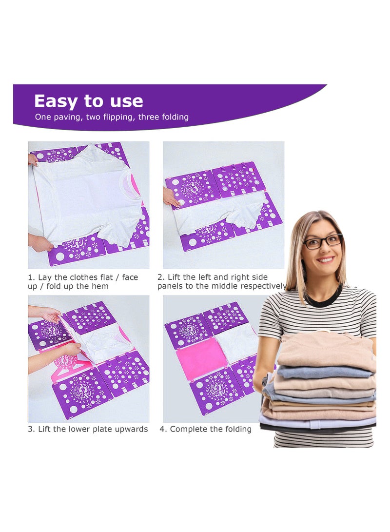 Lenamos T-Shirt Folding Board t Shirts Clothes Folder Durable Plastic Laundry folders Folding Boards Helper and Fast Laundry Folding Boards Tool for Adults and Children Kids (Purple) - Image 4