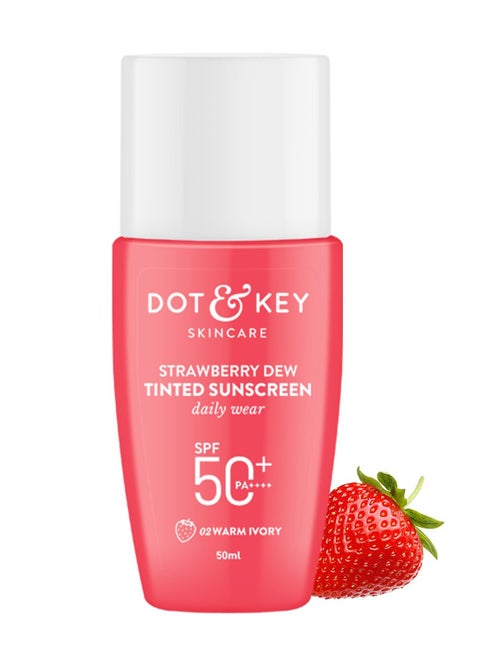 Dot & Key Strawberry Dew Tinted Sunscreen SPF 50+ Pa++++ - 02 Warm Ivory | Protection Against UA/UB | Broad Spectrum, Water & Sweat resistant | For All Skin Types | 50ml