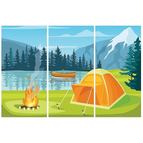 Fun Express Camp Scene Backdrop Banner Set - Vibrant Outdoor Party Camping Themed Events Birthday Family Gatherings & Celebrations - Perfect Creating a Fun & Adventurous Atmosphere - 3 Pieces VBS 2026 - Image 1