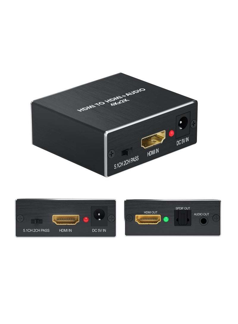 Captaintech HDMI Audio Extractor, Digital HDMI to HDMI Audio Converter, HDMI to Optical 3.5mm AUX Audio Adapter, Supports HDCP 1.4, 3D, Dolby Digital, DTS 5.1 PCM, 1080P HDMI to HDMI + SPDIF + RCA Stereo - Image 1