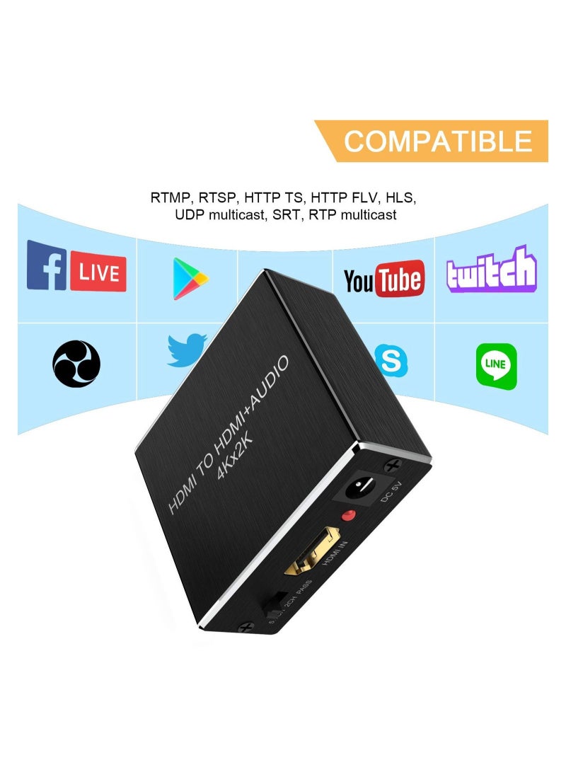 Captaintech HDMI Audio Extractor, Digital HDMI to HDMI Audio Converter, HDMI to Optical 3.5mm AUX Audio Adapter, Supports HDCP 1.4, 3D, Dolby Digital, DTS 5.1 PCM, 1080P HDMI to HDMI + SPDIF + RCA Stereo - Image 4