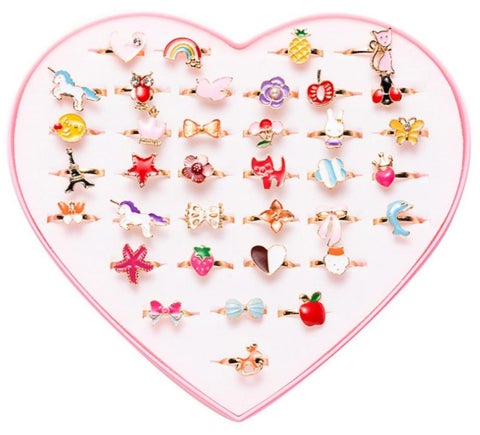 36 قطع الأطفال خواتم مجوهرات مجموعة