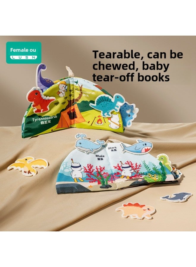 Rushan Cloth Book Early Education Baby Tearable Three-dimensional Hand Tearable Book Baby Cognitive Educational Toys-Color:Cute Bear's Ocean Friend  - Image 2