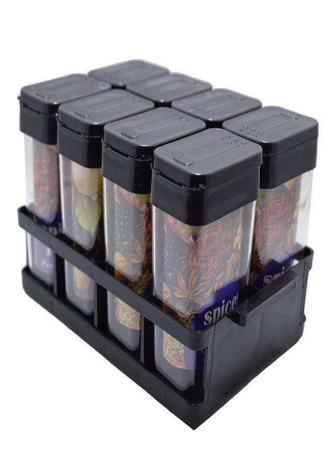 Finner Compact Masala Storage Box | Modern Plastic Spice Organizer with 8 Masala Containers for Daily Kitchen Use (Black) - Image 1
