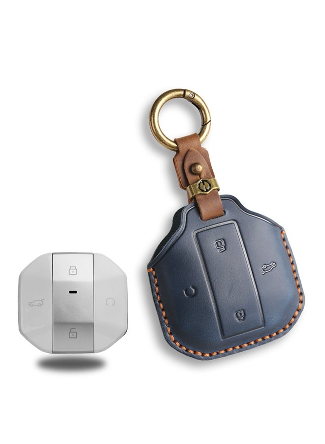 بكومور غطاء مفتاح سيارة متوافق مع Jetour T1 T2 Traveler 2025 2024، غطاء مفتاح جلدي، غطاء مفتاح ذكي بأربعة أزرار، غطاء مفتاح فاخر بدون مفتاح، واقي مقاوم للخدش والصدمات، إكسسوارات سيارة - Image 1