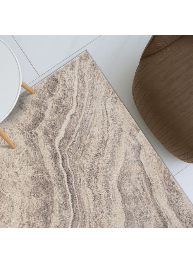 DANUBE HOME Sahara Modern Abstracts Rug | Washable Modern Rugs Style | Polypropylene + Polyester Area Rug Floor Covering | Indoor Carpet For Living Room Dining Bedroom 240X340cm-Brown-231200400575 - Image 1