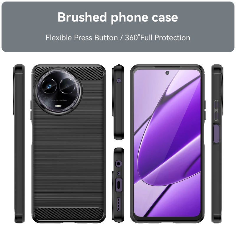 HuHa Case Cover For Realme V50s Brushed Texture Carbon Fiber TPU Phone Case(Black) - Image 2