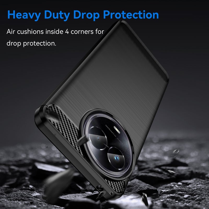 HuHa Case Cover For Realme V50s Brushed Texture Carbon Fiber TPU Phone Case(Black) - Image 3