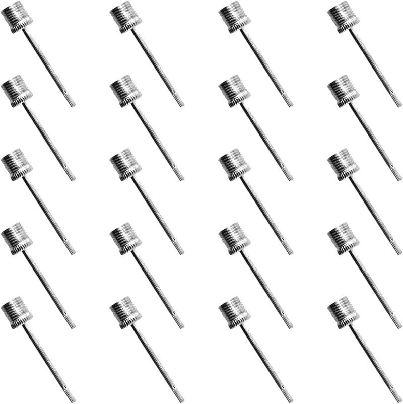 Silver Inflatable Air Valve Needle Adapter 20Pcs for Football Basketball Soccer Ball Pump - Image 2