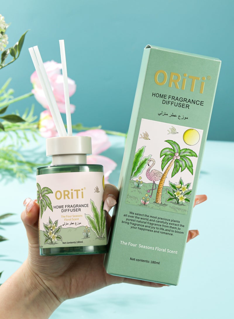 ORiTi 2 قطع موزع عطر زهور 180 مل زيت أساسي طبيعي سائل، ديكور منزلي رومانسي برائحة منعشة من النباتات، زجاجة بلاستيكية لسهولة الحمل، عطر منزلي، تعبئة أنيقة، بلاستيك متين - Image 4