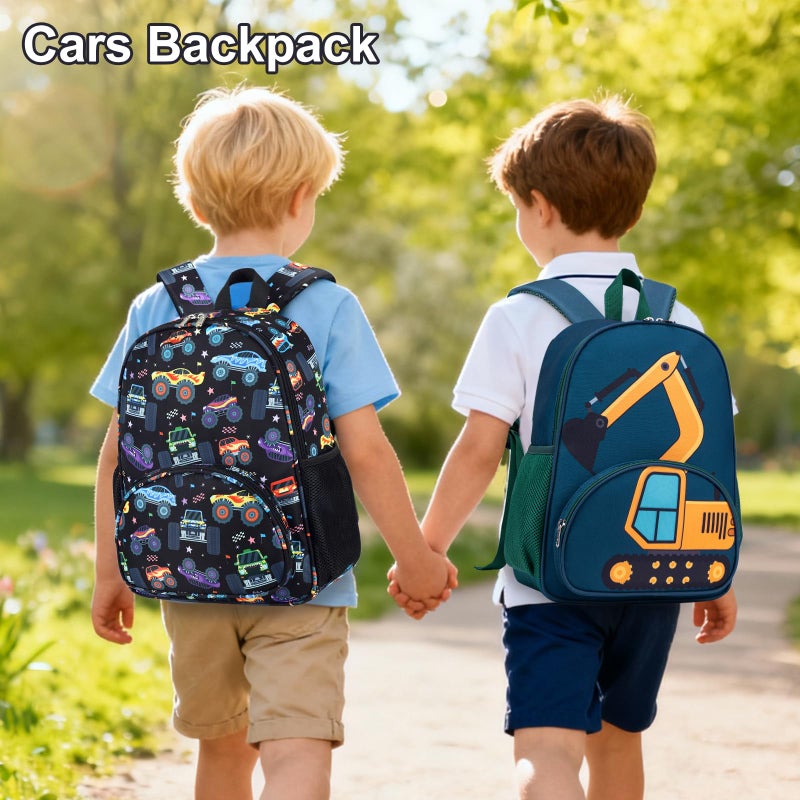 LOIDOU Toddler Backpack Boys 15 Inch Kids Preschool Kindergarten School Backpack Book Bag for Daycare Nursery Travel (Black Vehicle) - Image 2