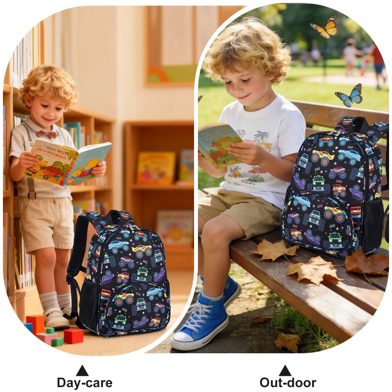 LOIDOU Toddler Backpack Boys 15 Inch Kids Preschool Kindergarten School Backpack Book Bag for Daycare Nursery Travel (Black Vehicle) - Image 5