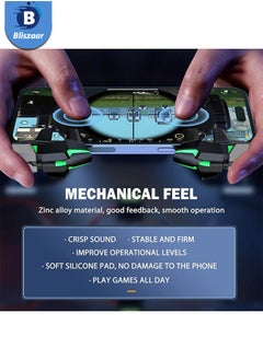 Bliszaar Mobile Game Controller Trigger, PUBG Accessories 6 Finger Trigger, High Sensitivity and 4 Metal Button, Non-slip and Human Body Design with 2 Finger Sleeves  - Image 5