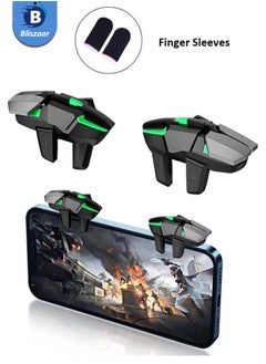 Bliszaar Mobile Game Controller Trigger, PUBG Accessories 6 Finger Trigger, High Sensitivity and 4 Metal Button, Non-slip and Human Body Design with 2 Finger Sleeves  - Image 1